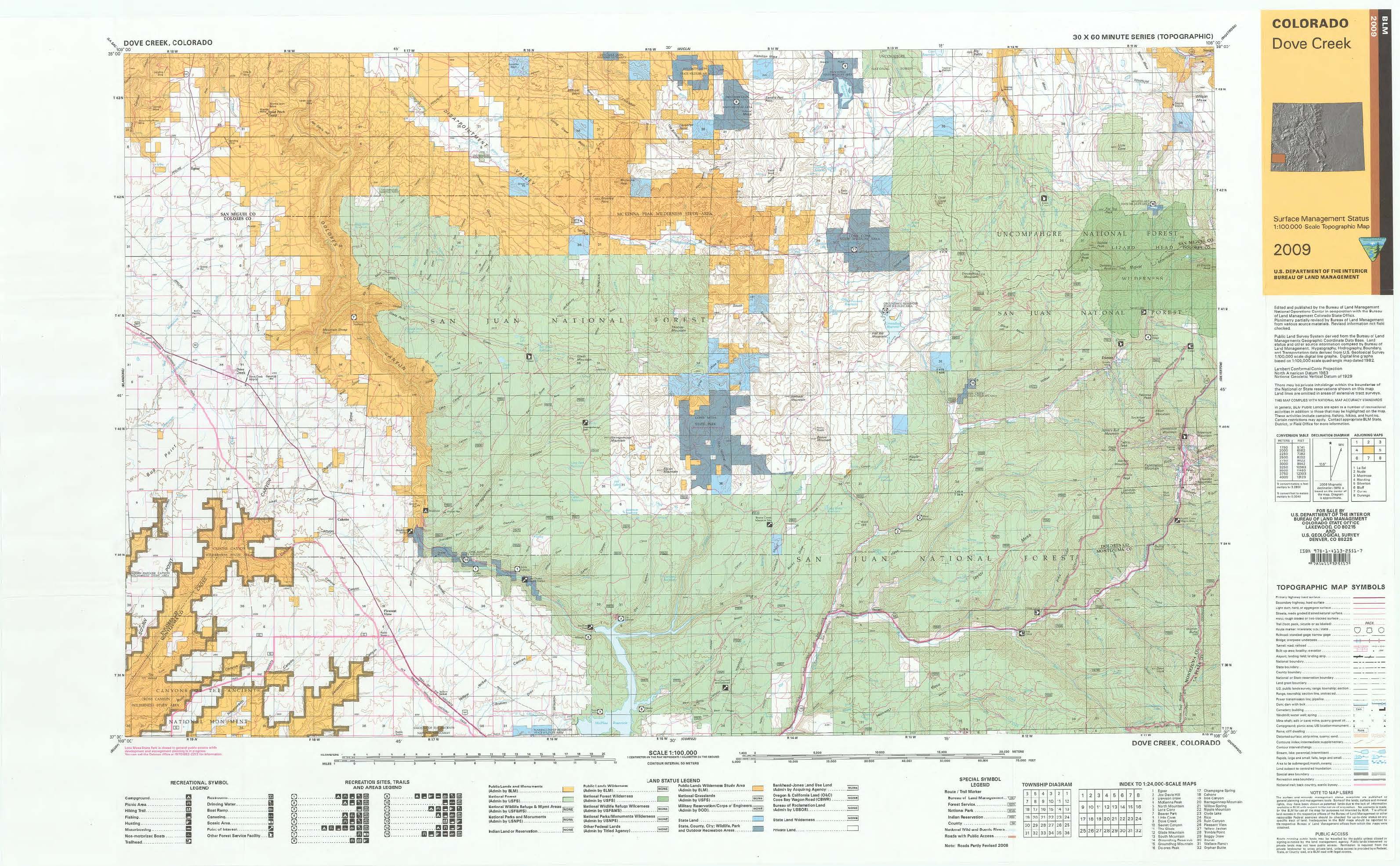 CO Surface Management Status Dove Creek Map Bureau of Land Management